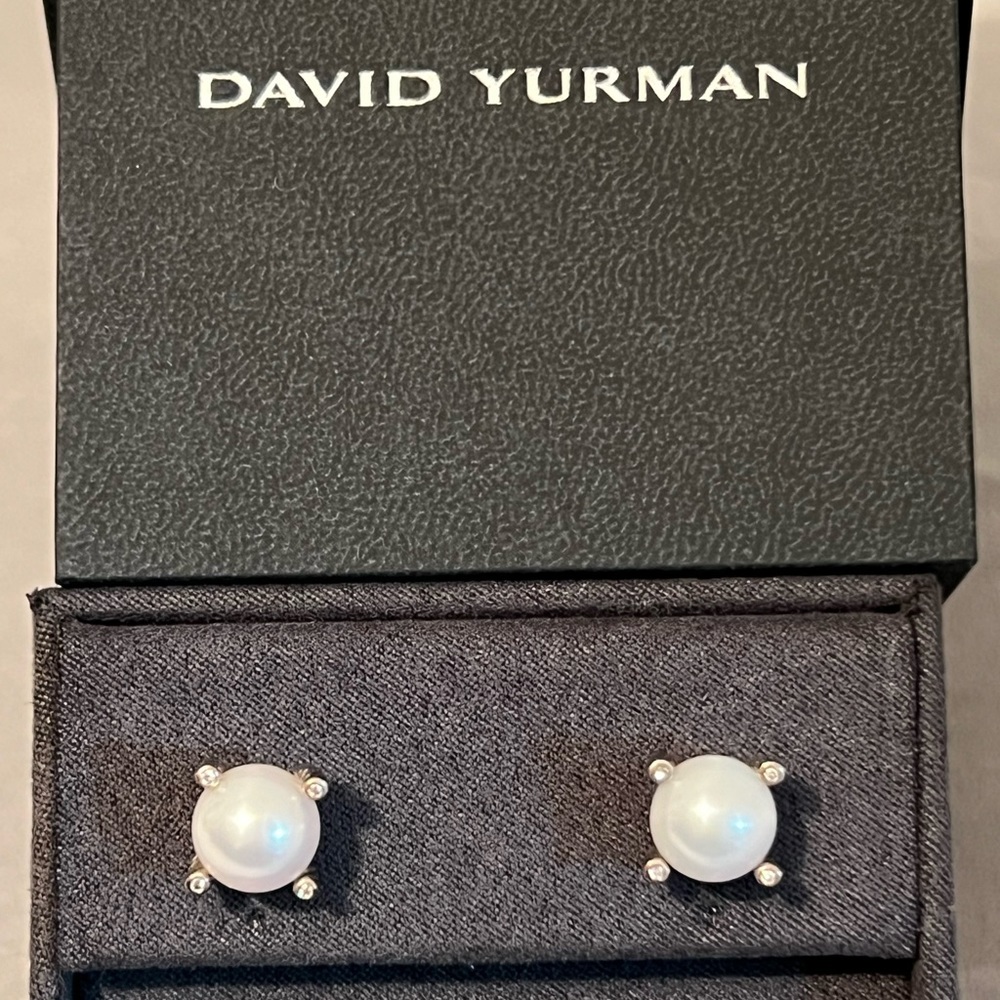 David Yurman 10mm Cable Pearl Stud Earrings